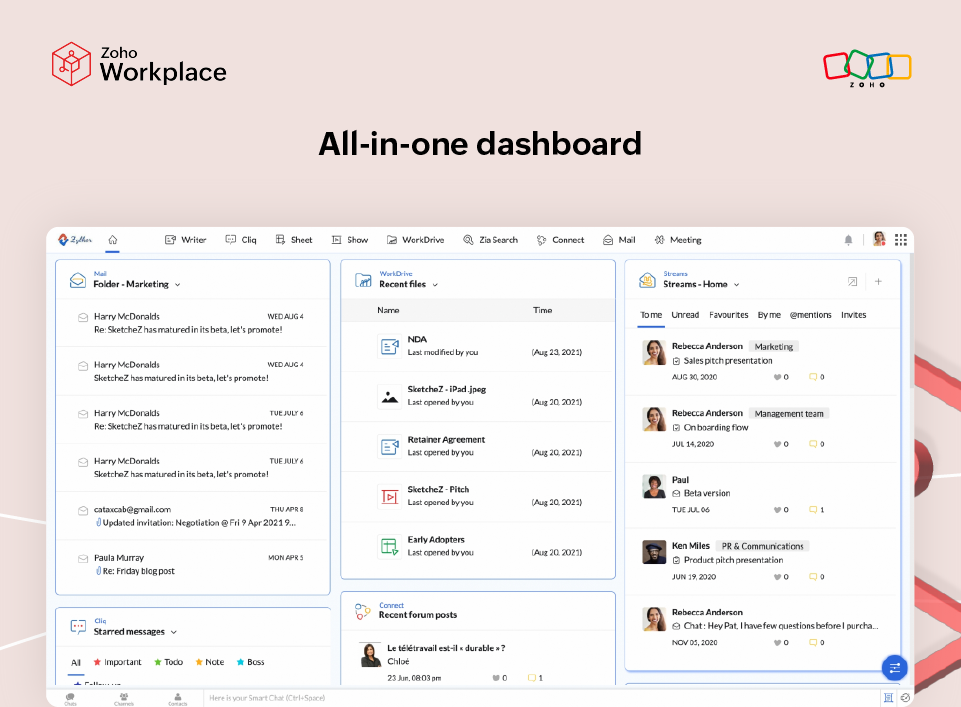 screenshot of Zoho Workplace